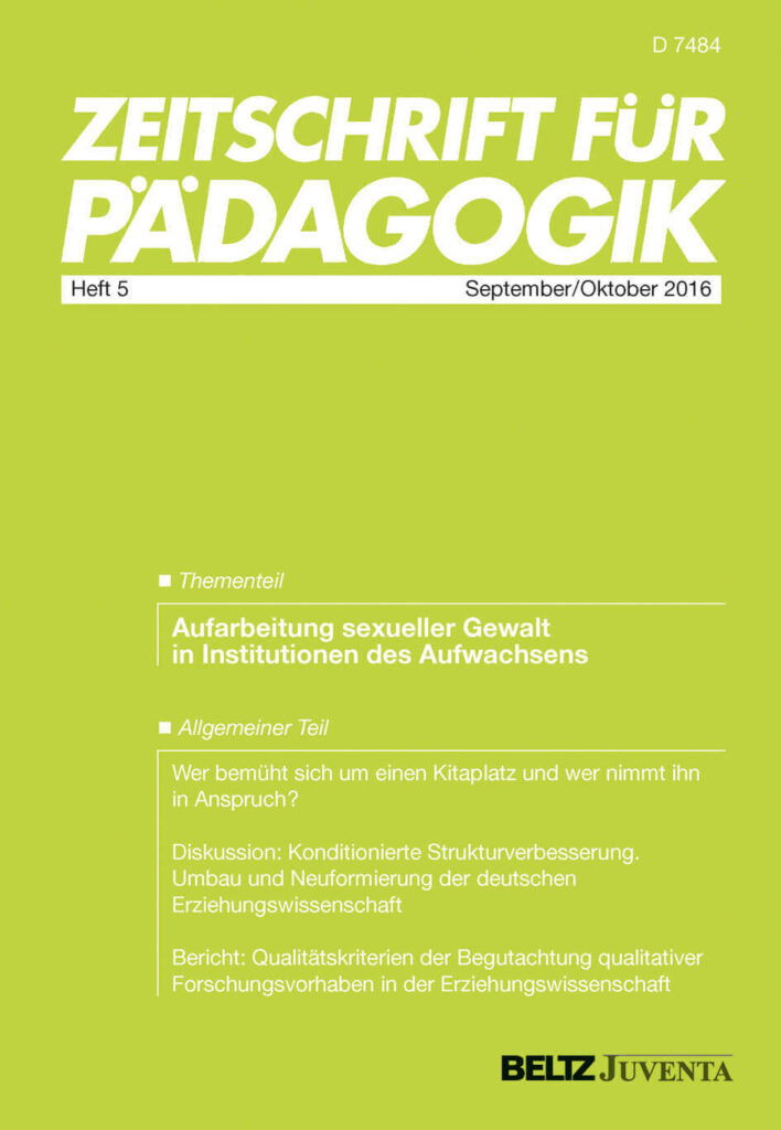 Cover Zeitschrift für Pädagogik Heft 5 2016