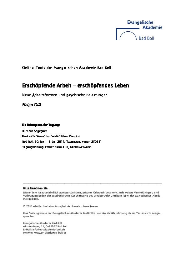 Cover Erschöpfende Arbeit – erschöpfendes Leben