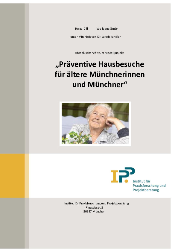 Cover Abschlussbericht zum Modellprojekt „Präventive Hausbesuche für ältere Münchnerinnen und Münchner“