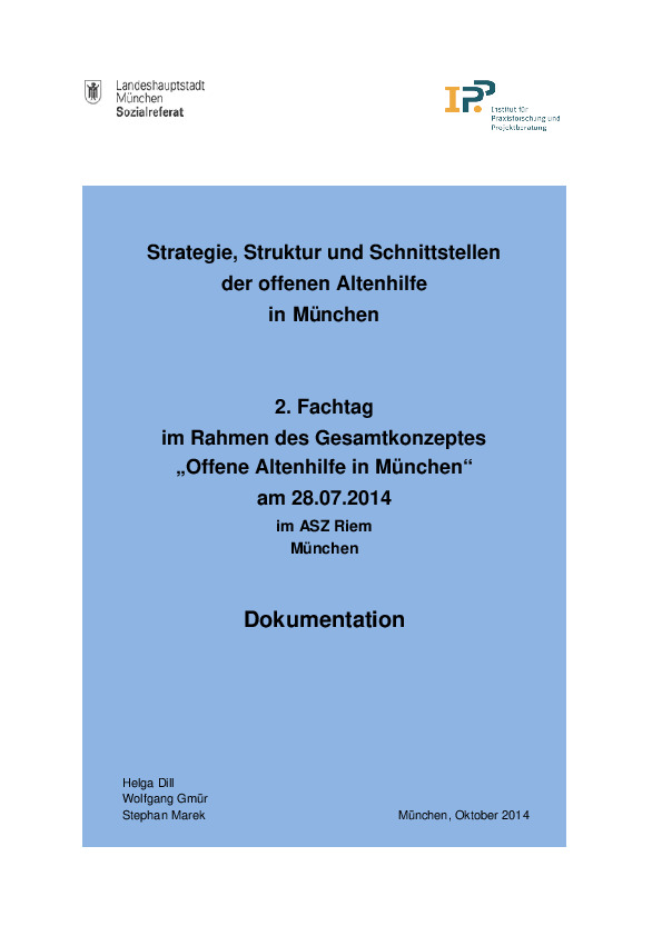 Cover Strategie, Struktur und Schnittstellen der offenen Altenhilfe in München
