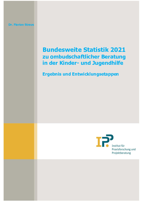 Cover Bundesweite Statistik 2021 zu ombudschaftlicher Beratung in der Kinder- und Jugendhilfe