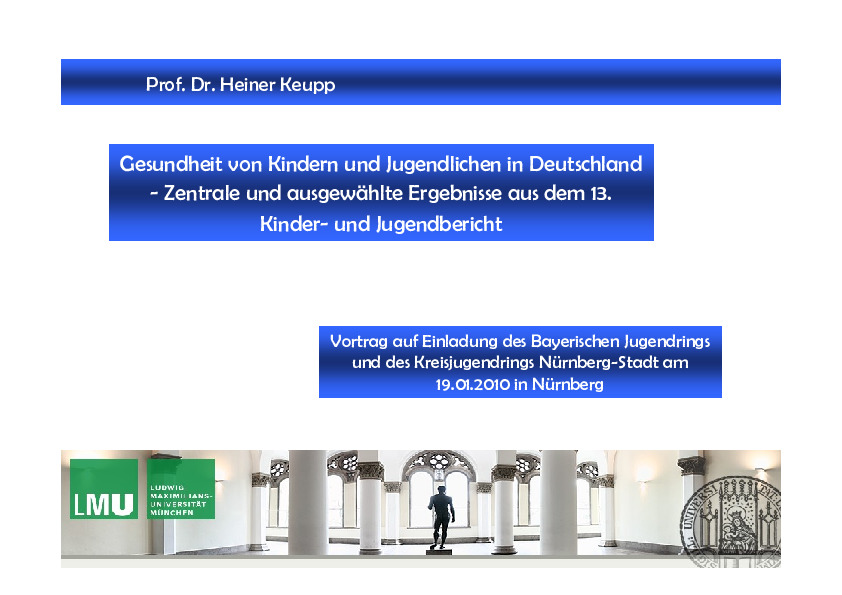 Cover Gesundheit von Kindern und Jugendlichen in Deutschland – Zentrale und ausgewählte Ergebnisse aus dem 13. Kinder- und Jugendbericht