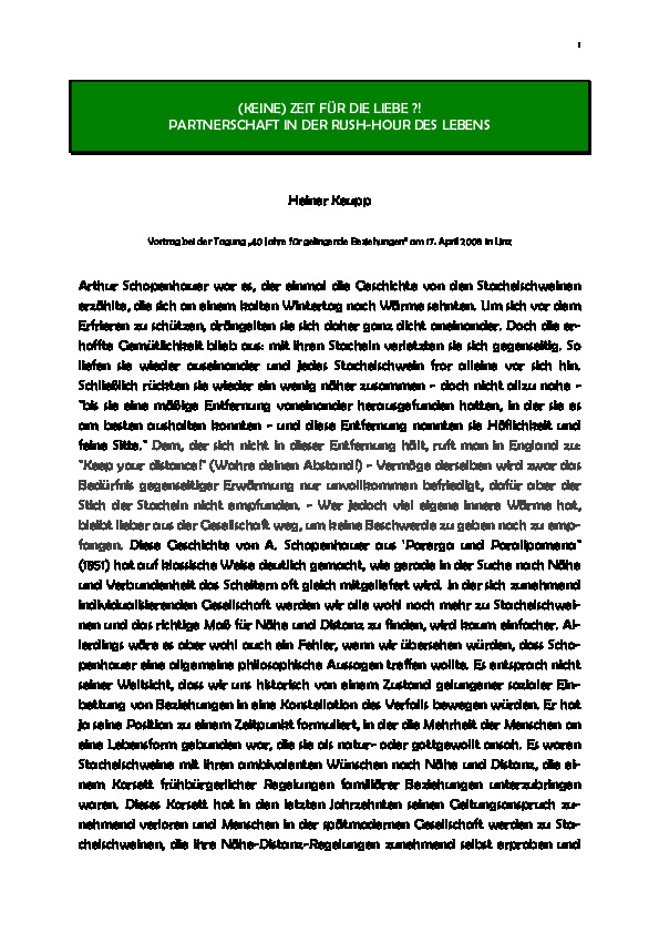 Cover (Keine) Zeit für die Liebe?! Partnerschaft in der Rush-Hour des Lebens