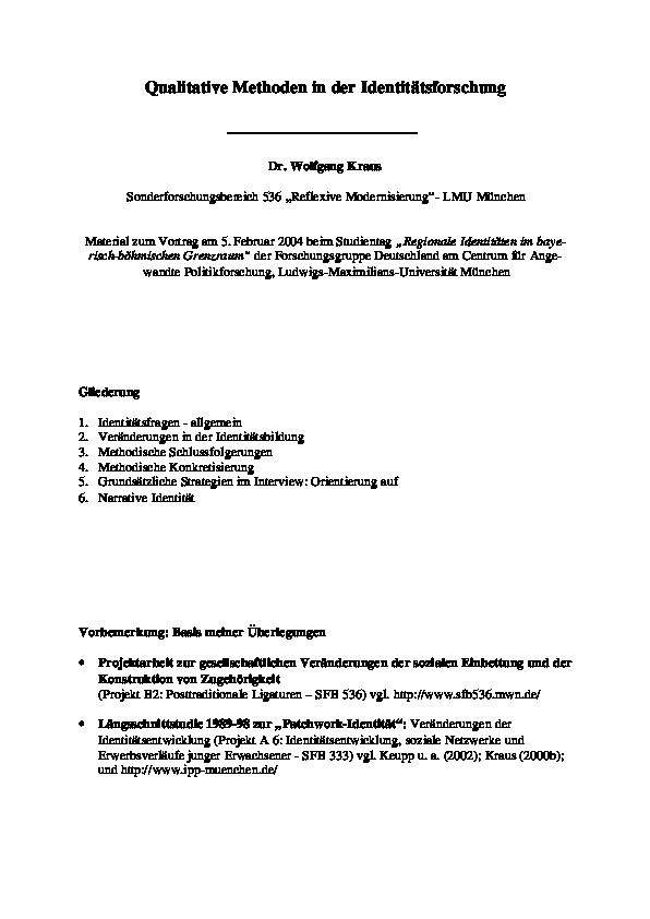 Cover Qualitative Methoden in der Identitätsforschung